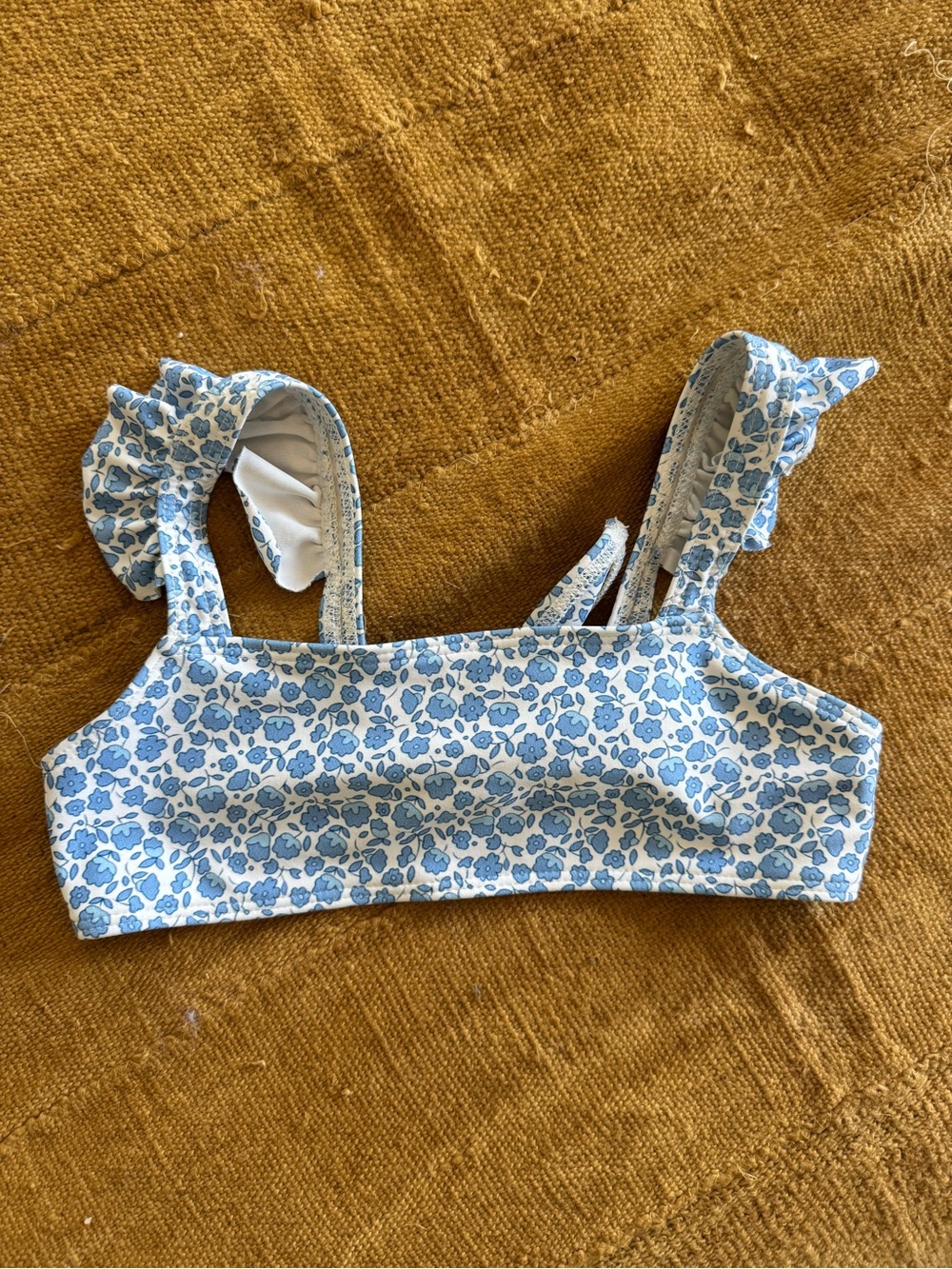 MINNOW SWIM Girls blue floral bikini top - size 5/6.